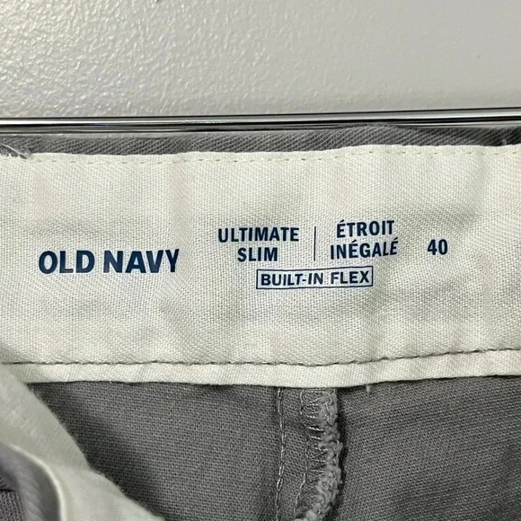 Old Navy Ultimate Slim Chino Shorts Palm Tree Pattern Gray and White - Picture 5 of 9